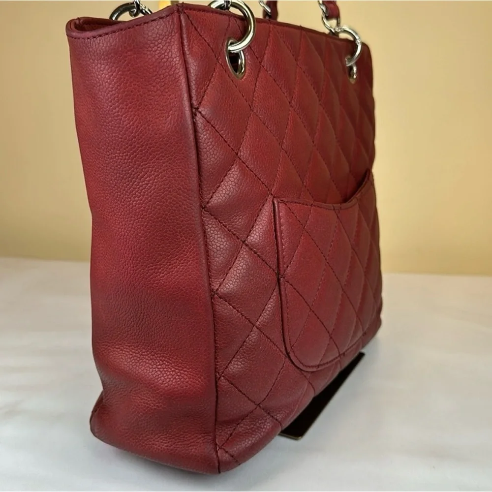CHANEL CC Caviar Petite Shopping Tote PST Silver Hardware‎